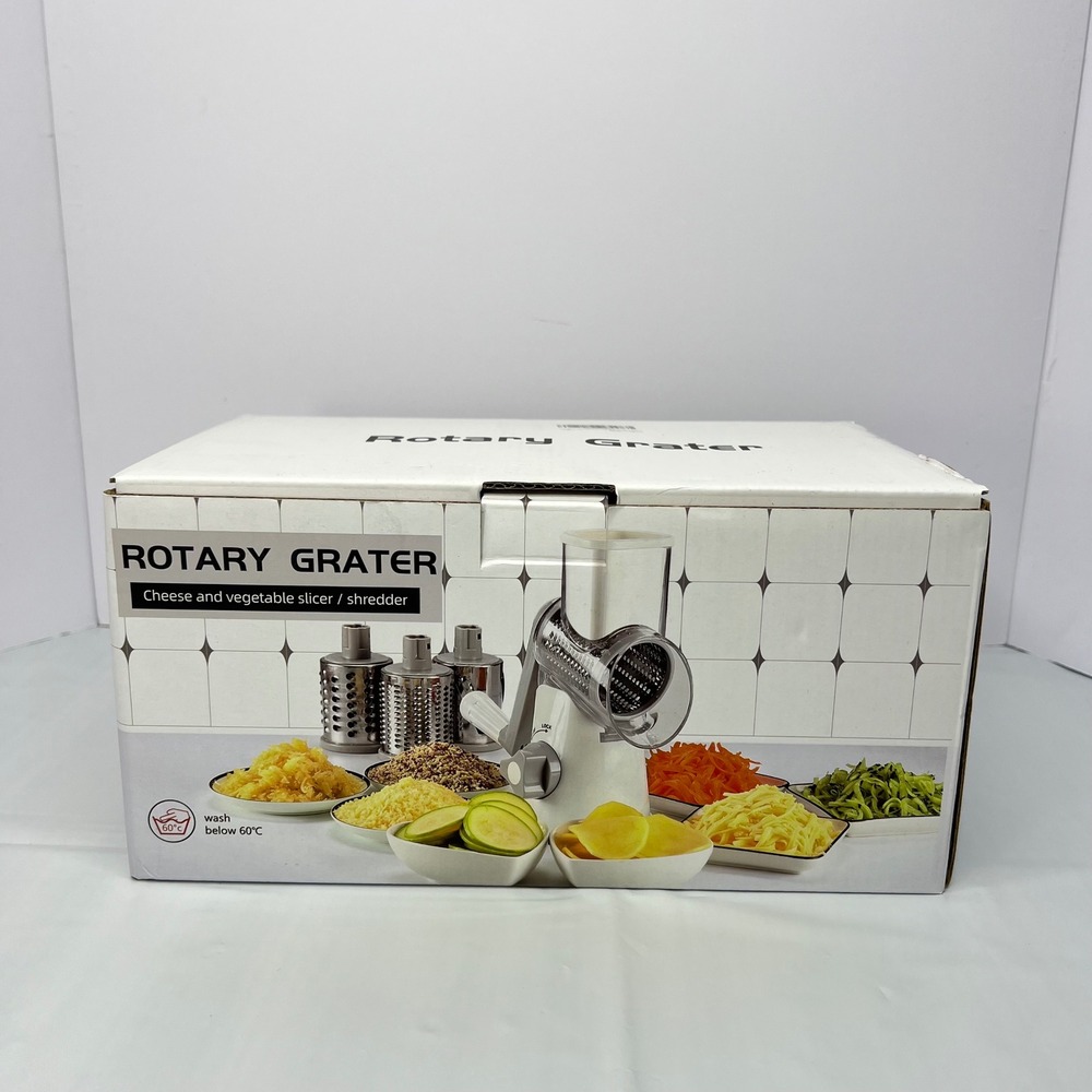 NEW Rotary‎ Grater Cheese Slicer Shredder Vegetable Cutter 3 Blades Kitchen Tool - Picture 6 of 6